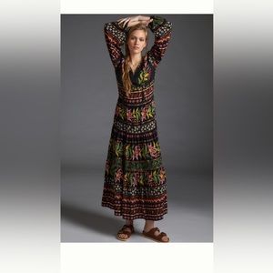 Farm Rio x Anthropologie Glynn floral Maxi dress long sleeve Medium M NWOT boho